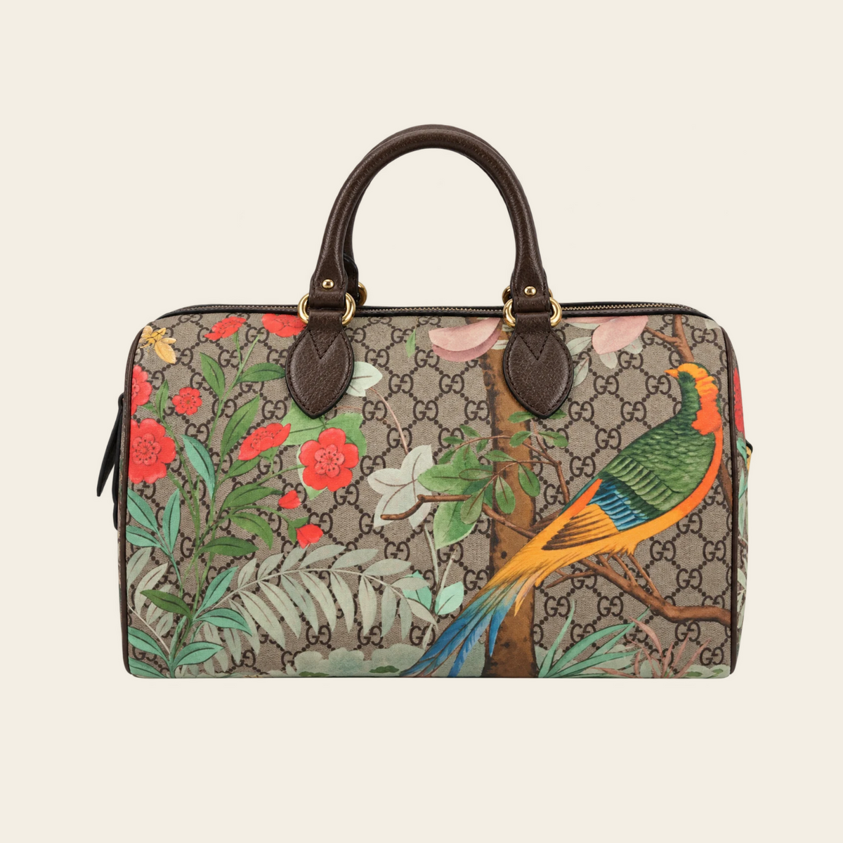 GUCCI — Sac Boston Tian GG Supreme à imprimé floral et oiseaux multicolores - ÉDITION LIMITÉE