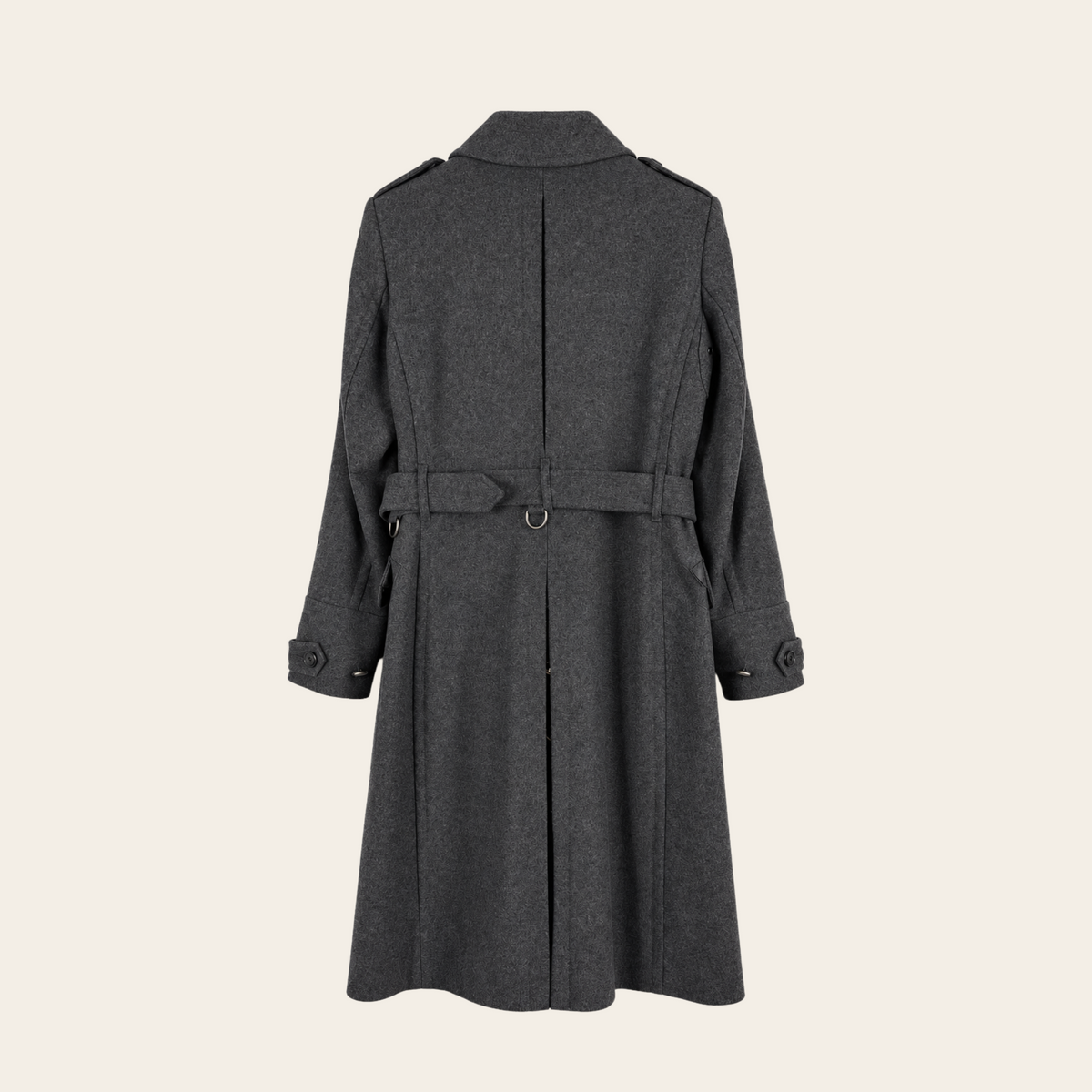 BURBERRY BRIT — Manteau Banaptes croisé en laine vierge et cachemire gris anthracite, taille UK 14 / US 12
