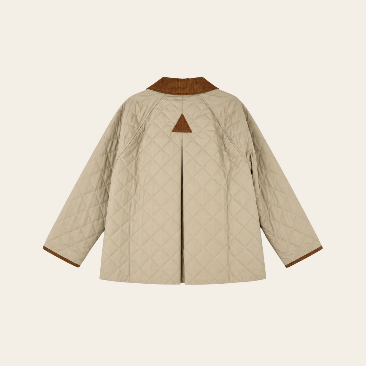 BARBOUR — Veste Anise matelassée beige à col en velours côtelé brun, taille 14 US