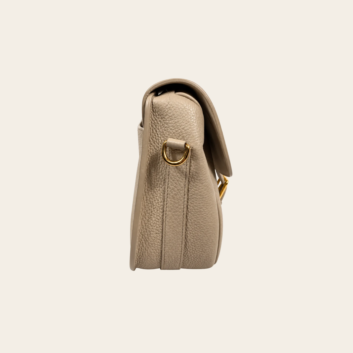 DIOR — Sac Bobby Large en cuir grainé beige avec bandoulière Dior Oblique et détails dorés, taille L