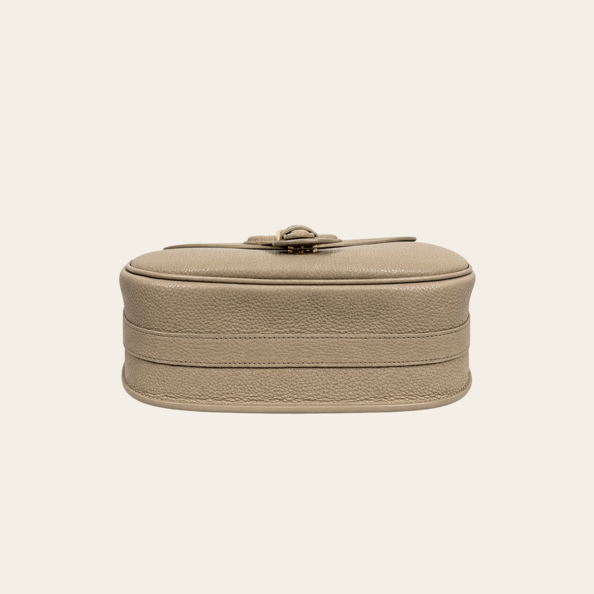 DIOR — Sac Bobby Large en cuir grainé beige avec bandoulière Dior Oblique et détails dorés, taille L