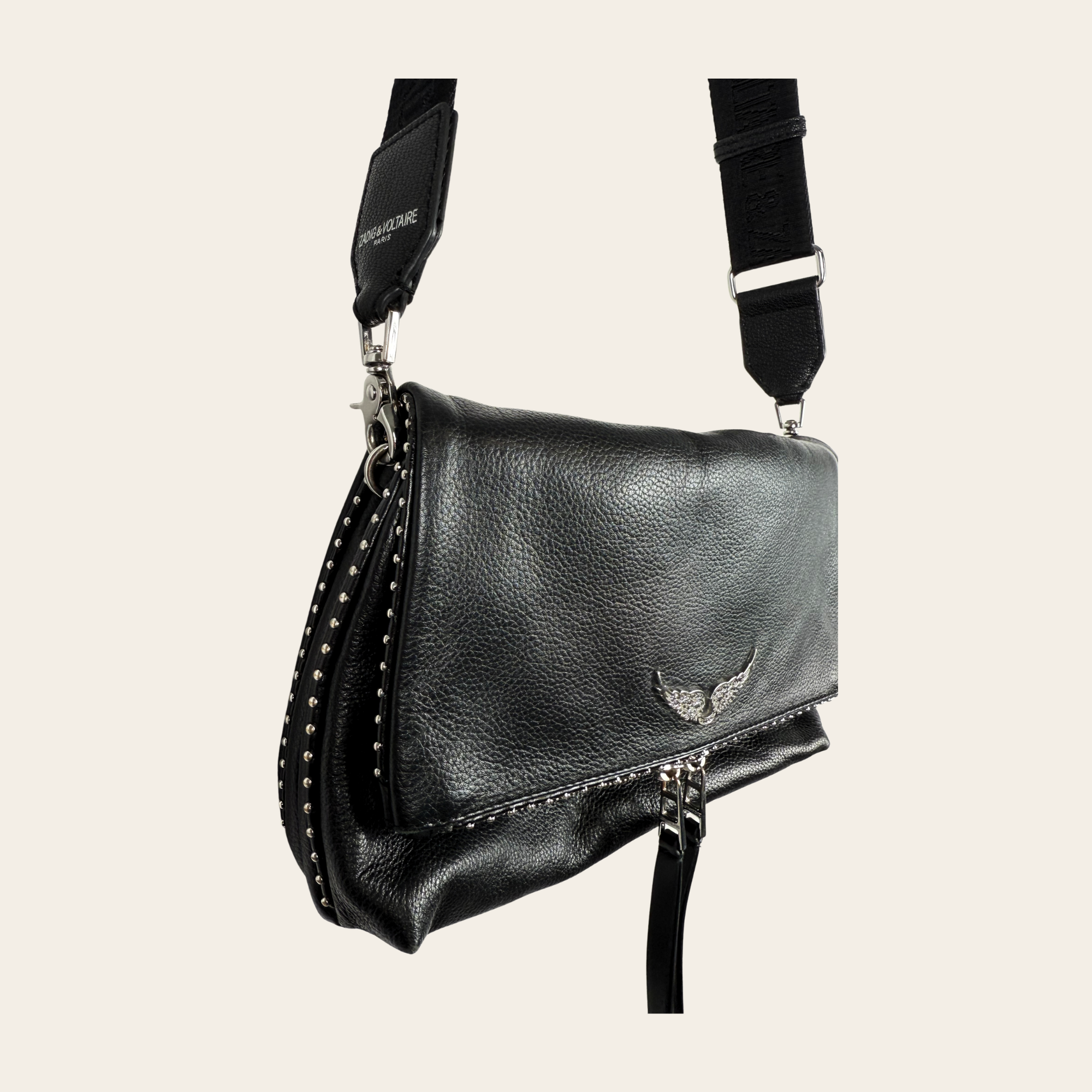 Zadig & Voltaire – Sac Rocky Noir en Cuir Grainé