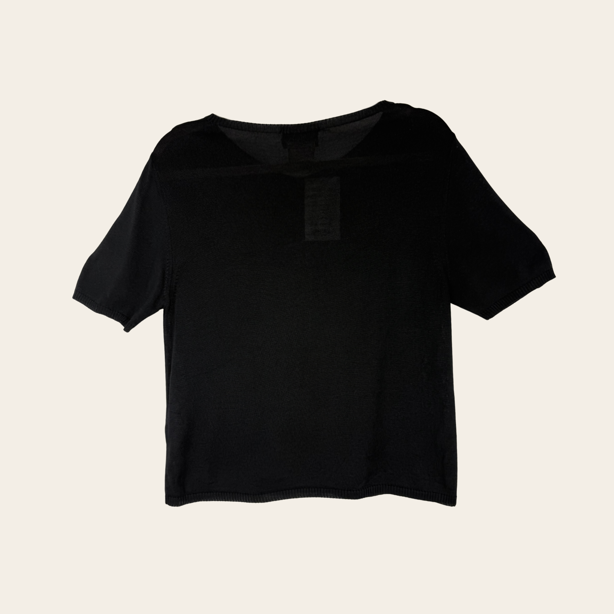 CHANEL Black Silk Knit CC Pocket Sweater, Taille FR 42 / US 10