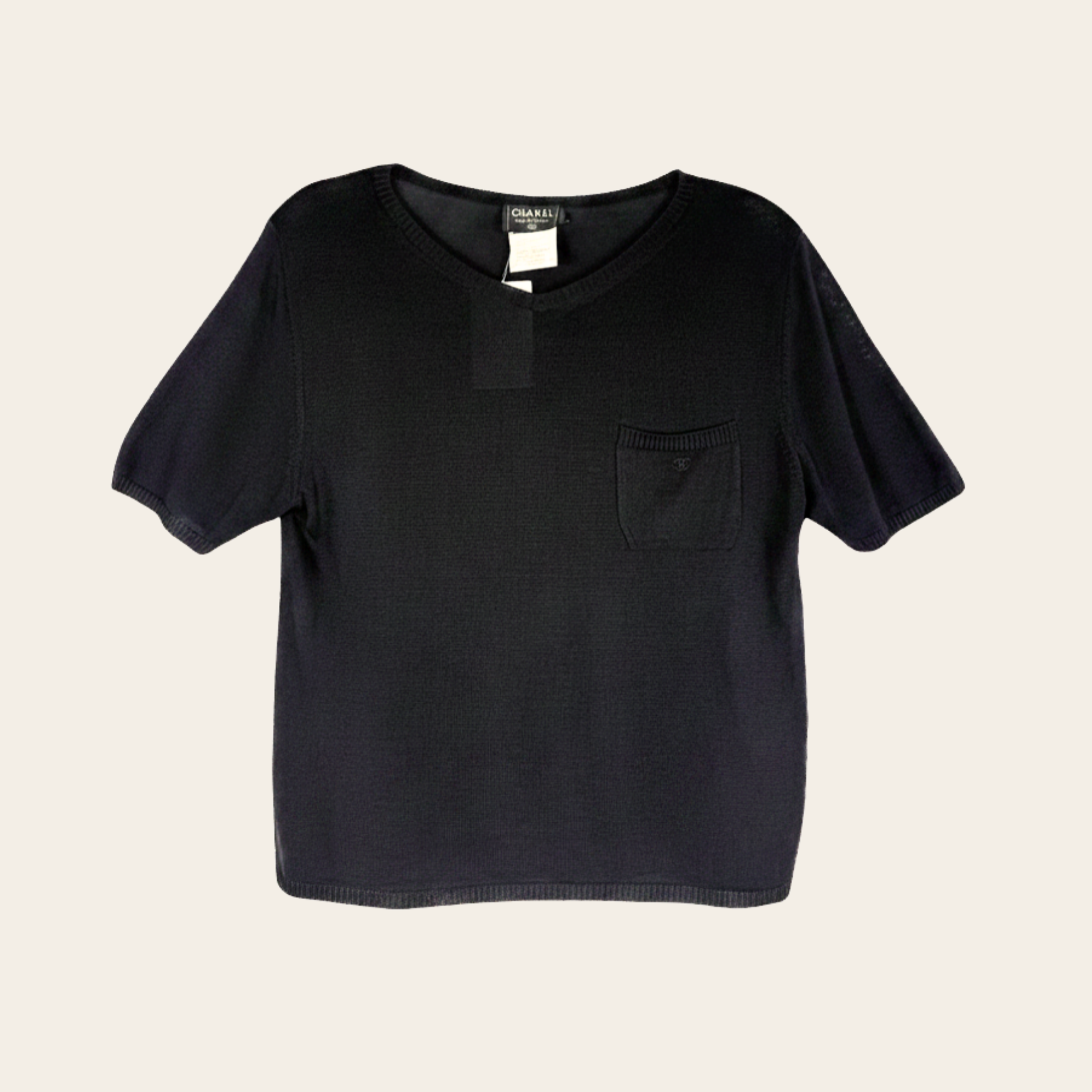 CHANEL Black Silk Knit CC Pocket Sweater, Taille FR 42 / US 10