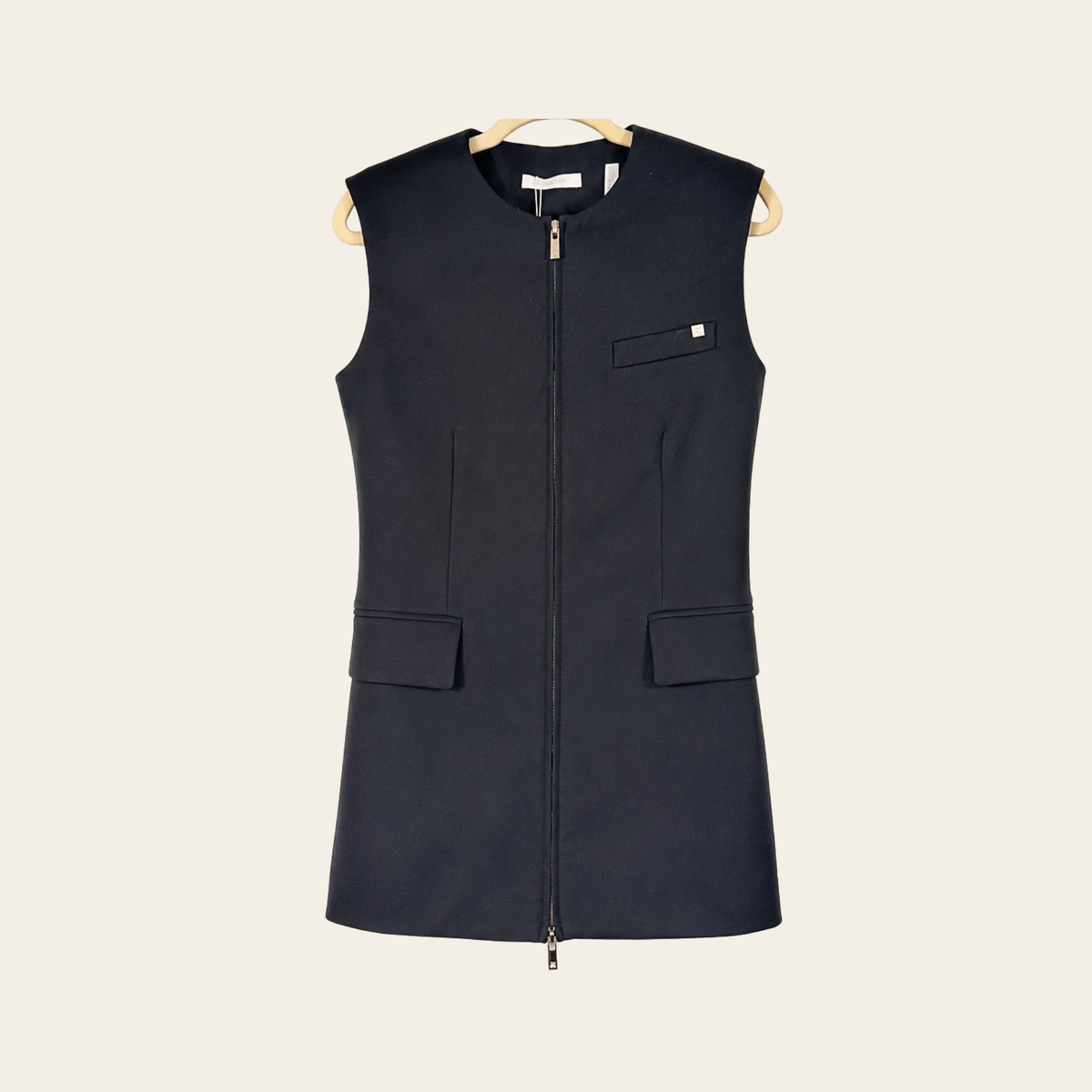 HELMUT LANG – Zip Blazer Vest en Laine Noire, Taille 0