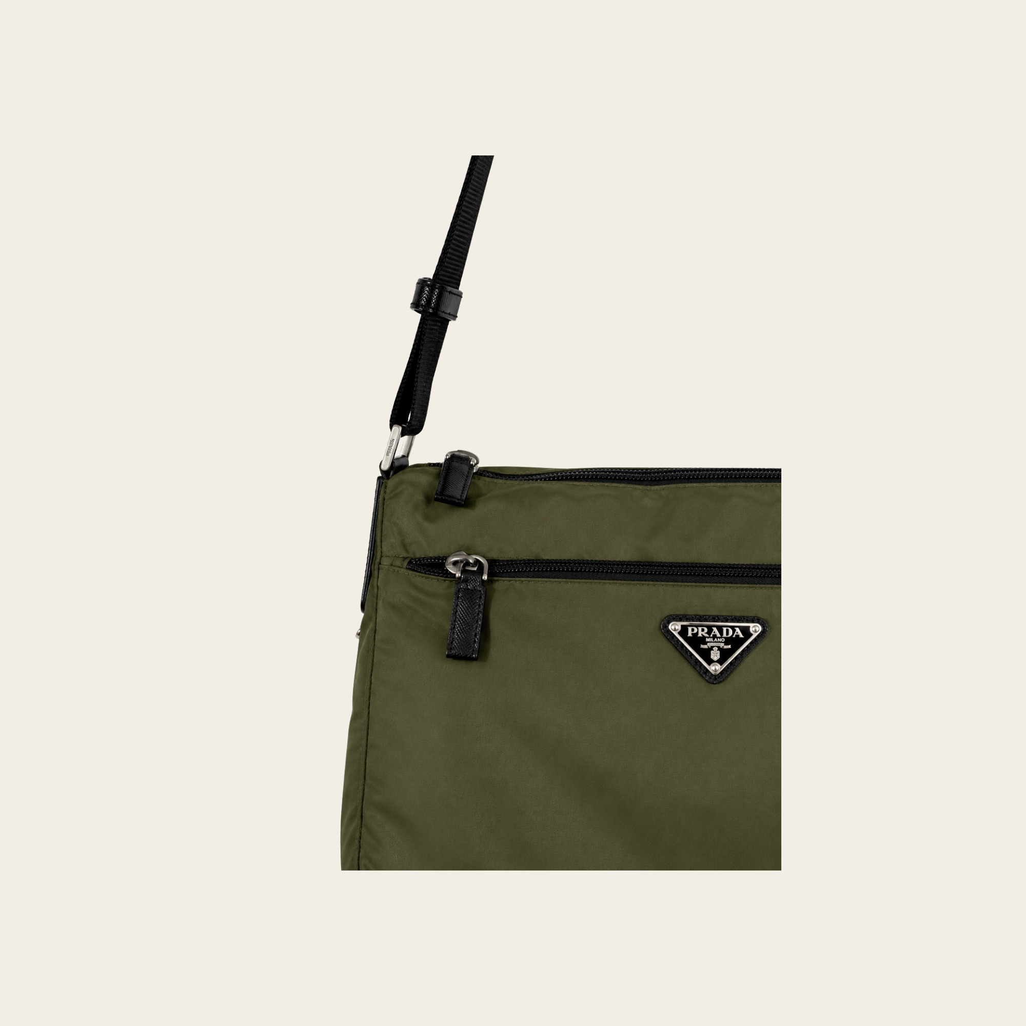 PRADA – Sac Messenger Tessuto Nylon Vert Olive