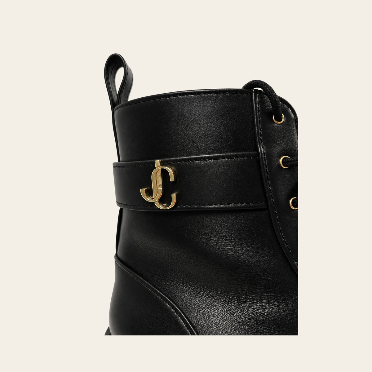 JIMMY CHOO – Bottines Combat à Lacets en Cuir Noir, Taille 41½