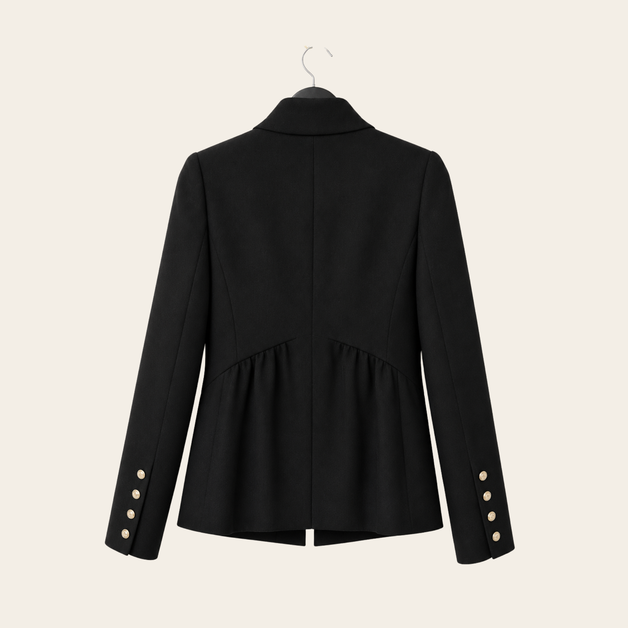 CHANEL – Veste Militaire en Laine à Boutons CC, Taille 36