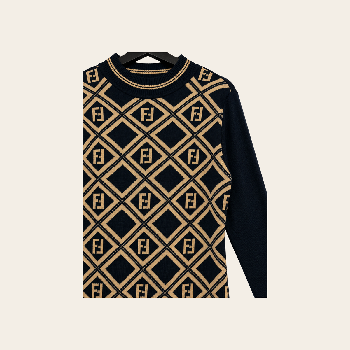 FENDI JEANS – Robe Courte Vintage en Maille Jacquard FF
