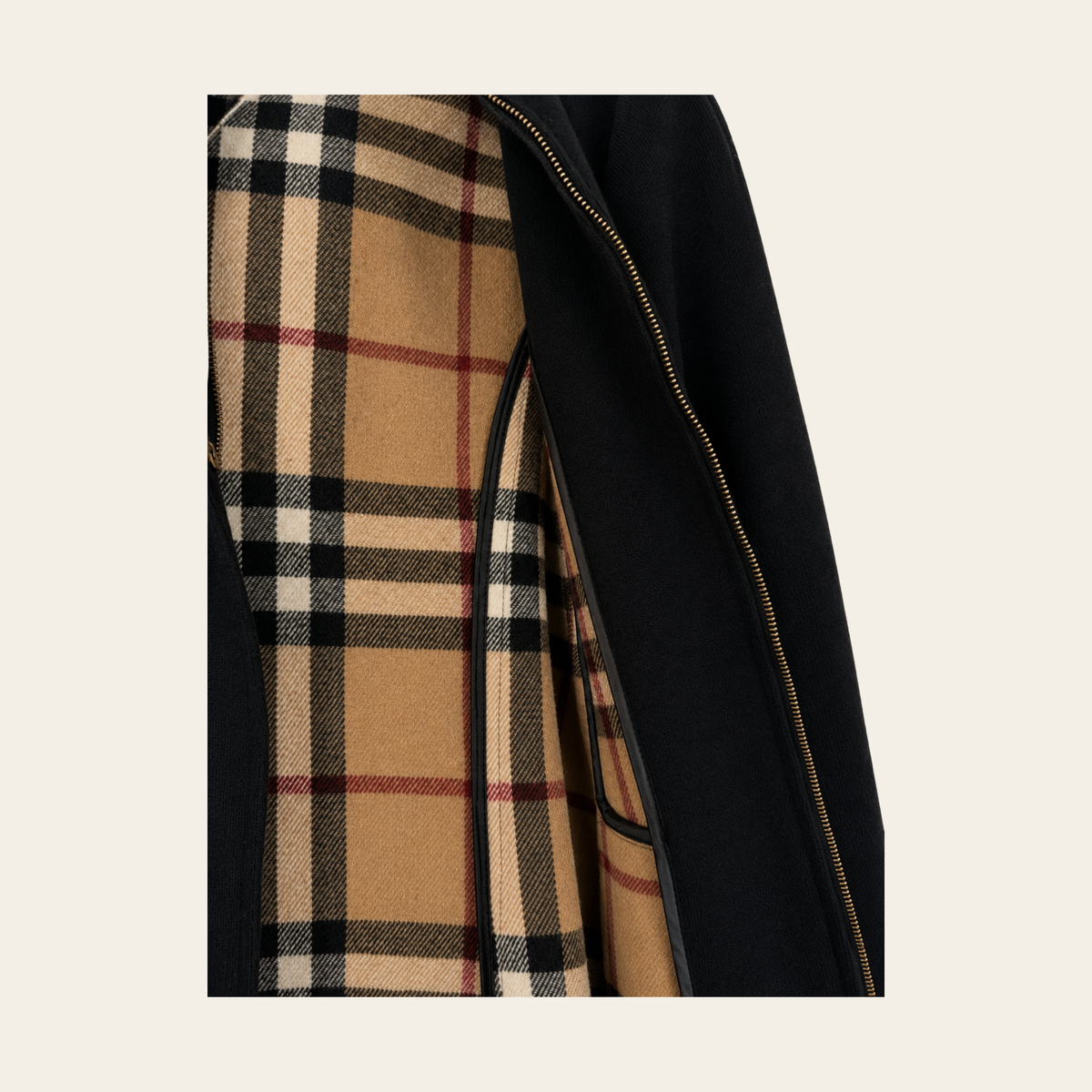 BURBERRY LONDON – Manteau Roney New à capuche en laine mélangée avec doublure Check – Noir – Taille 44 (L)