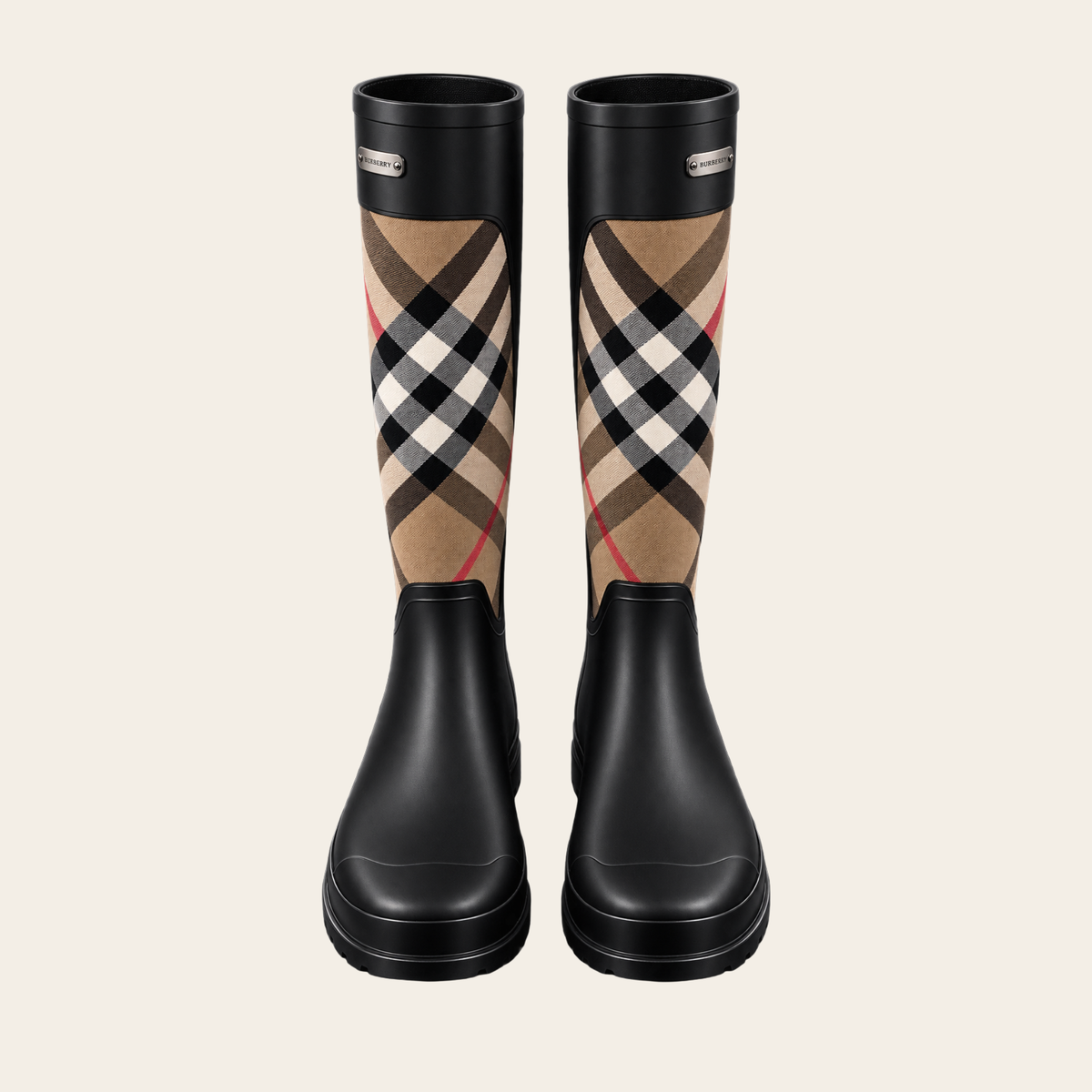 BURBERRY – Nova Check Tall Rain Boots, 41