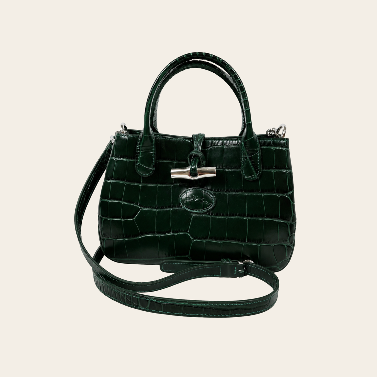 LONGCHAMP – Le Roseau Croc-Embossed Small Top Handle Bag