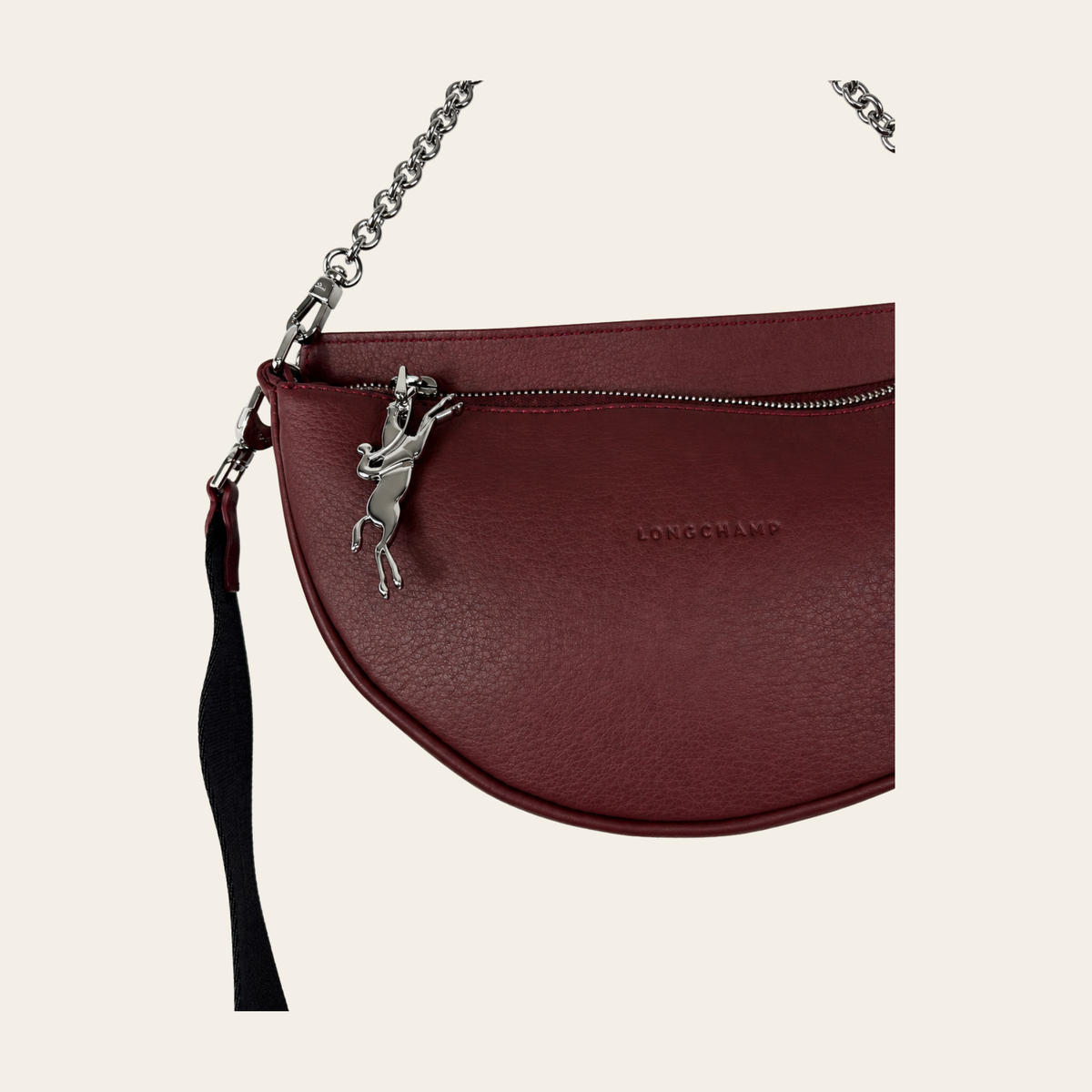 LONGCHAMP – Smile Small Half Moon Leather Crossbody Bag