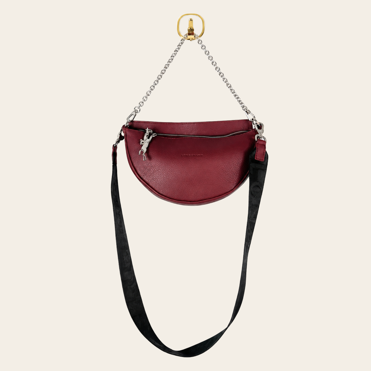LONGCHAMP – Smile Small Half Moon Leather Crossbody Bag