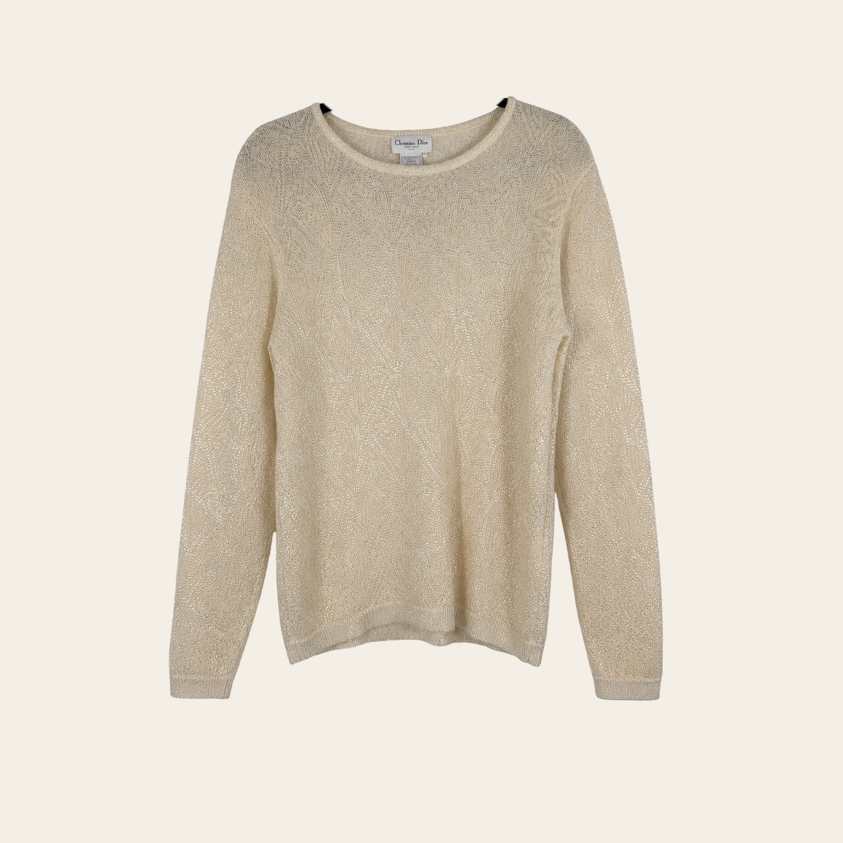 CHRISTIAN DIOR – Haut vintage brillant « Blanc de Blanc », M