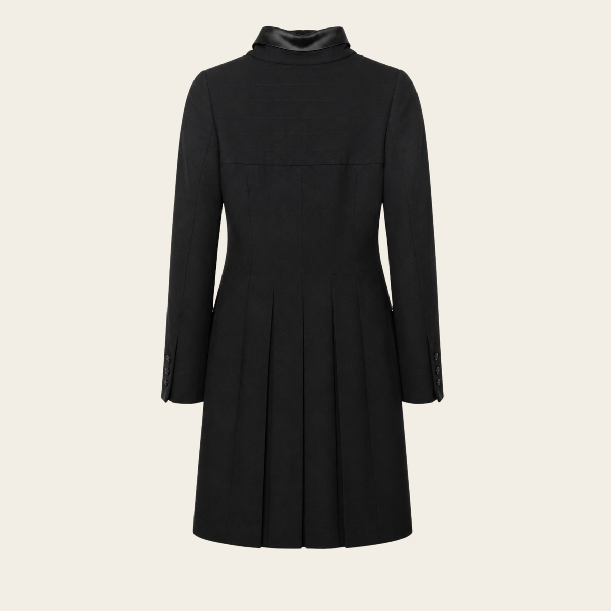 CHANEL – Long Wool & Silk Tuxedo Coat
