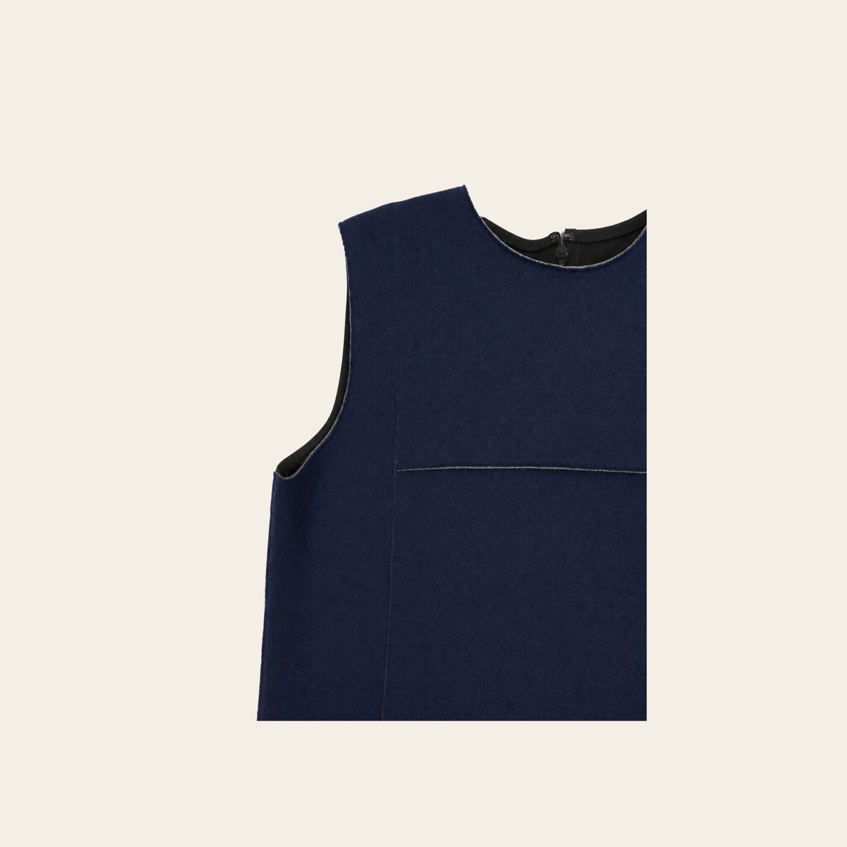 MARIE SAINT PIERRE — Robe midi sans manches en laine et modal bleu nuit, L