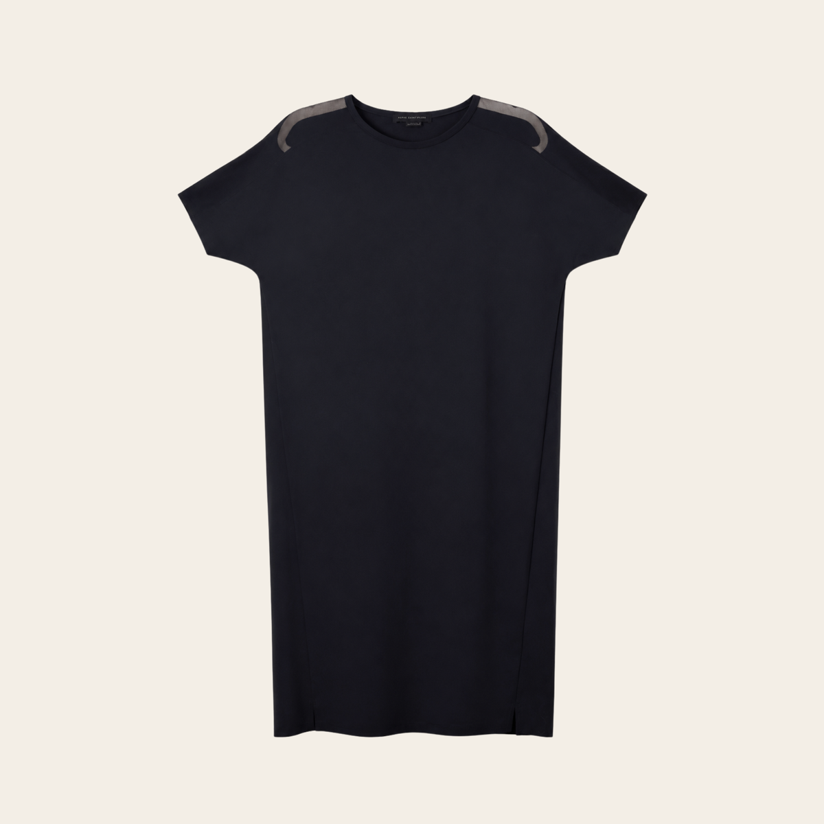 MARIE SAINT PIERRE — Robe midi noire à empiècements en tulle, L