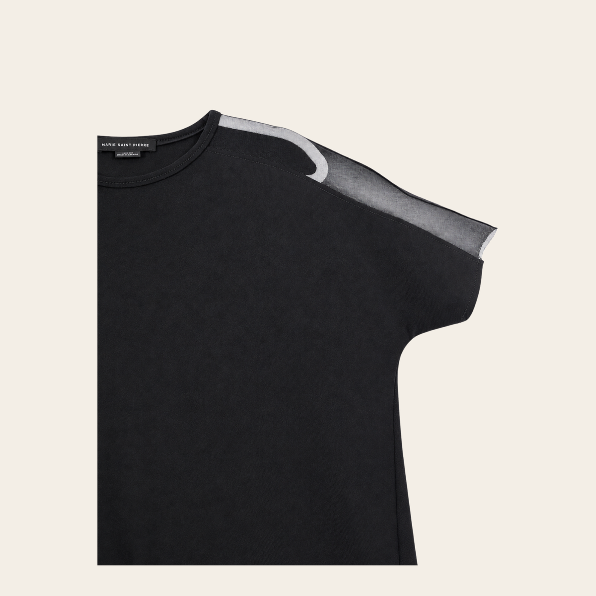 MARIE SAINT PIERRE — Robe midi noire à empiècements en tulle, L