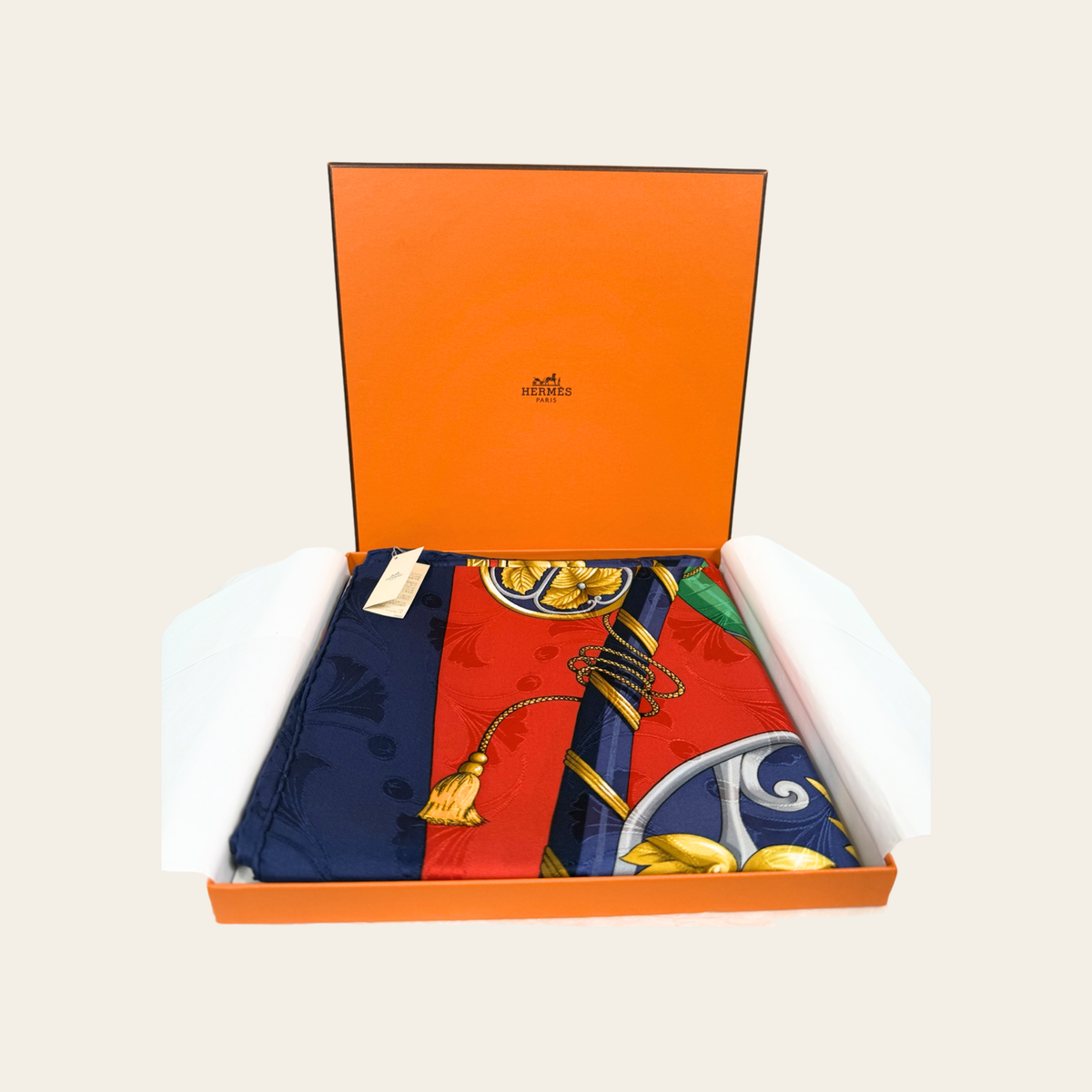 HERMÈS – Carré 90 « Daïmyo – Princes du Soleil Levant » RARE PIÈCE COLLECTEUR