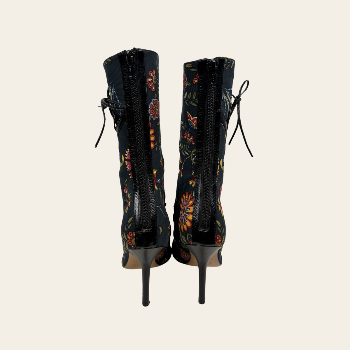 CHRISTIAN DIOR – Bottines Trianon en jacquard floral à laçage corset – Taille 37½