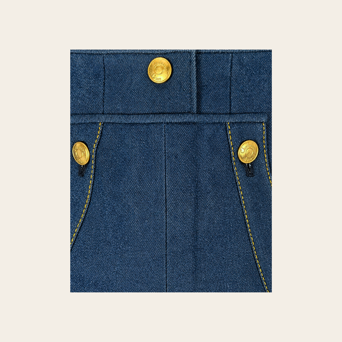 CHRISTIAN DIOR BY JOHN GALLIANO — Jupe en denim à boutons dorés