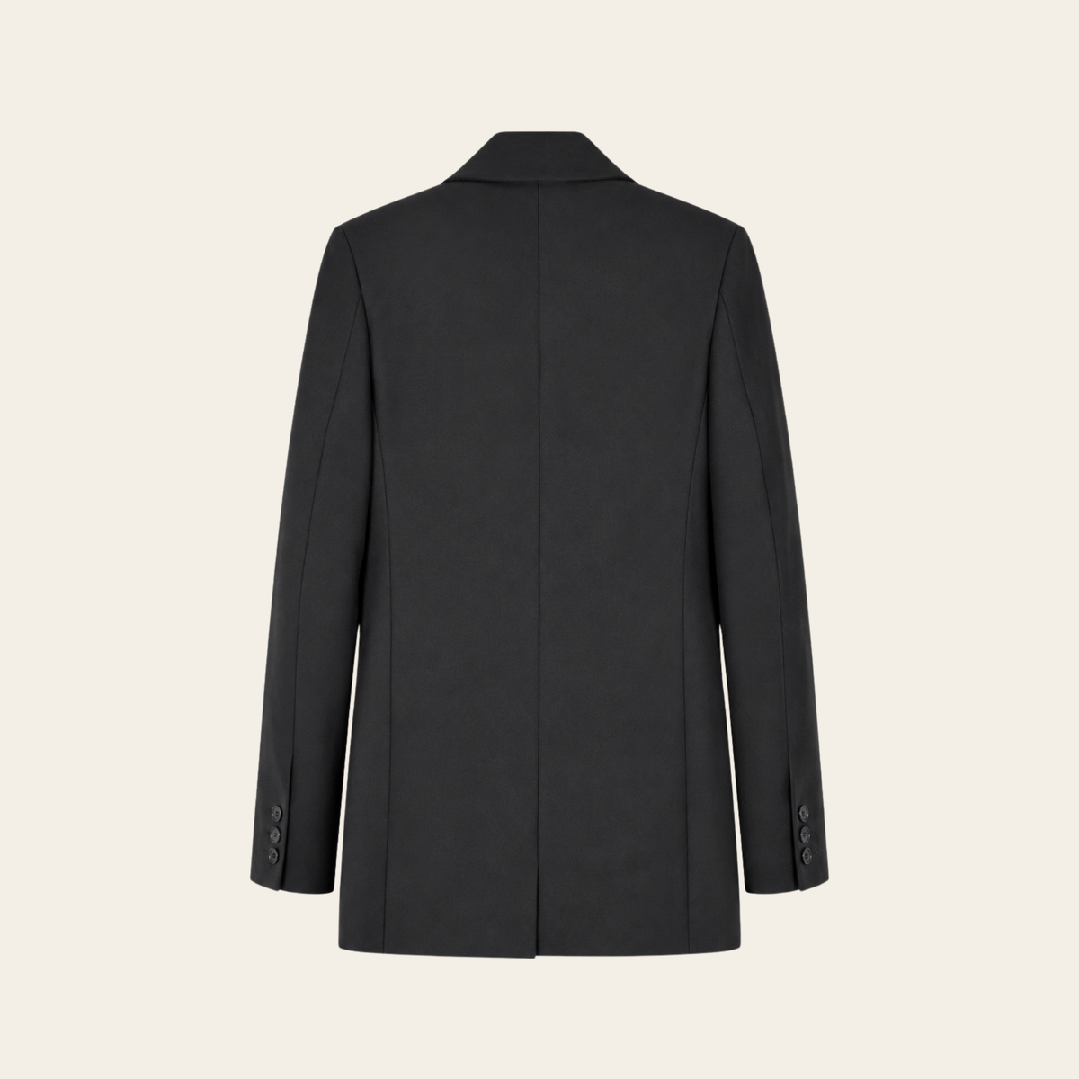 SMYTHE – Blazer long double boutonnage à revers contrastants en soie – Noir – Taille S