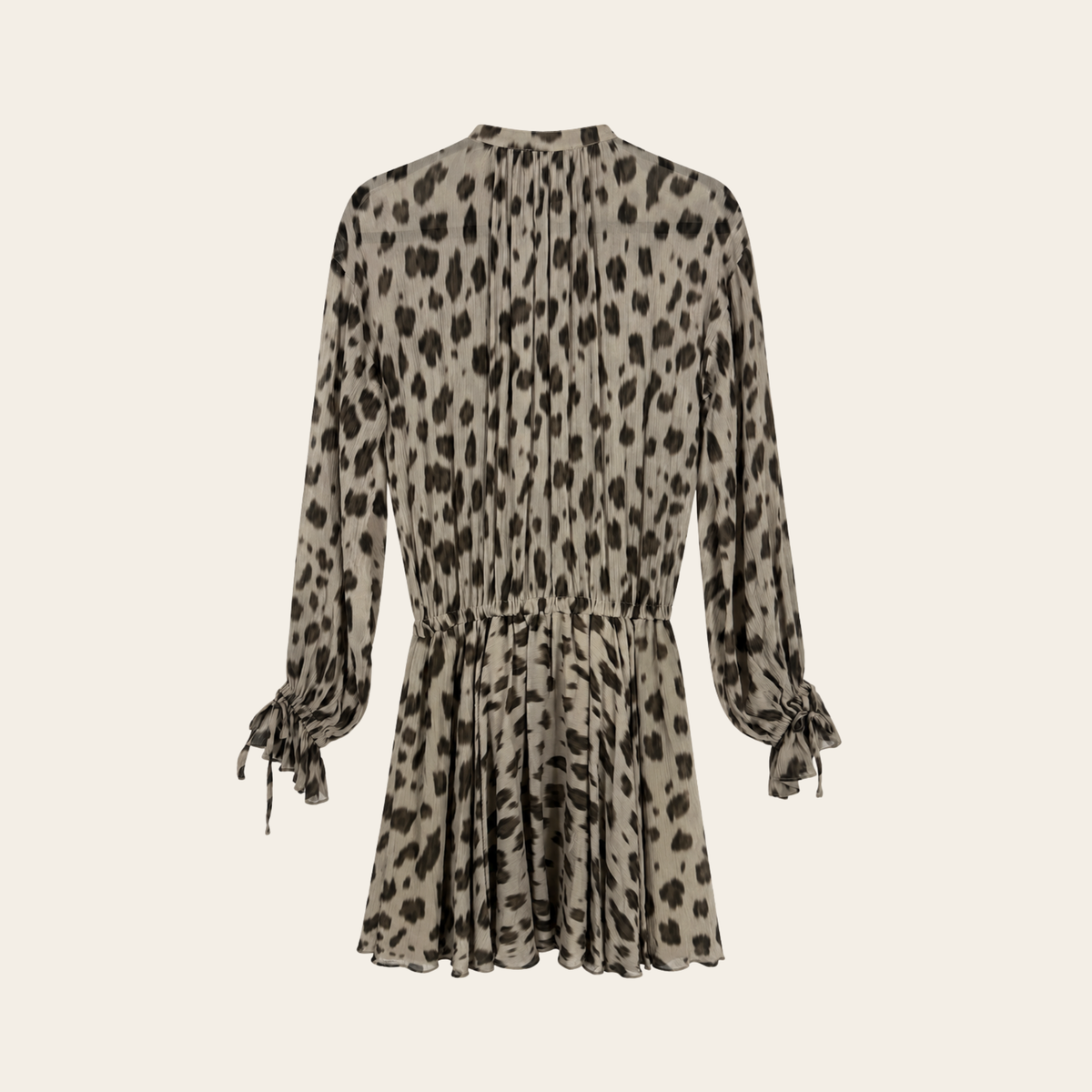 ANINE BING – Robe Elliana en mousseline de soie imprimé léopard – Beige & brun – Taille XS