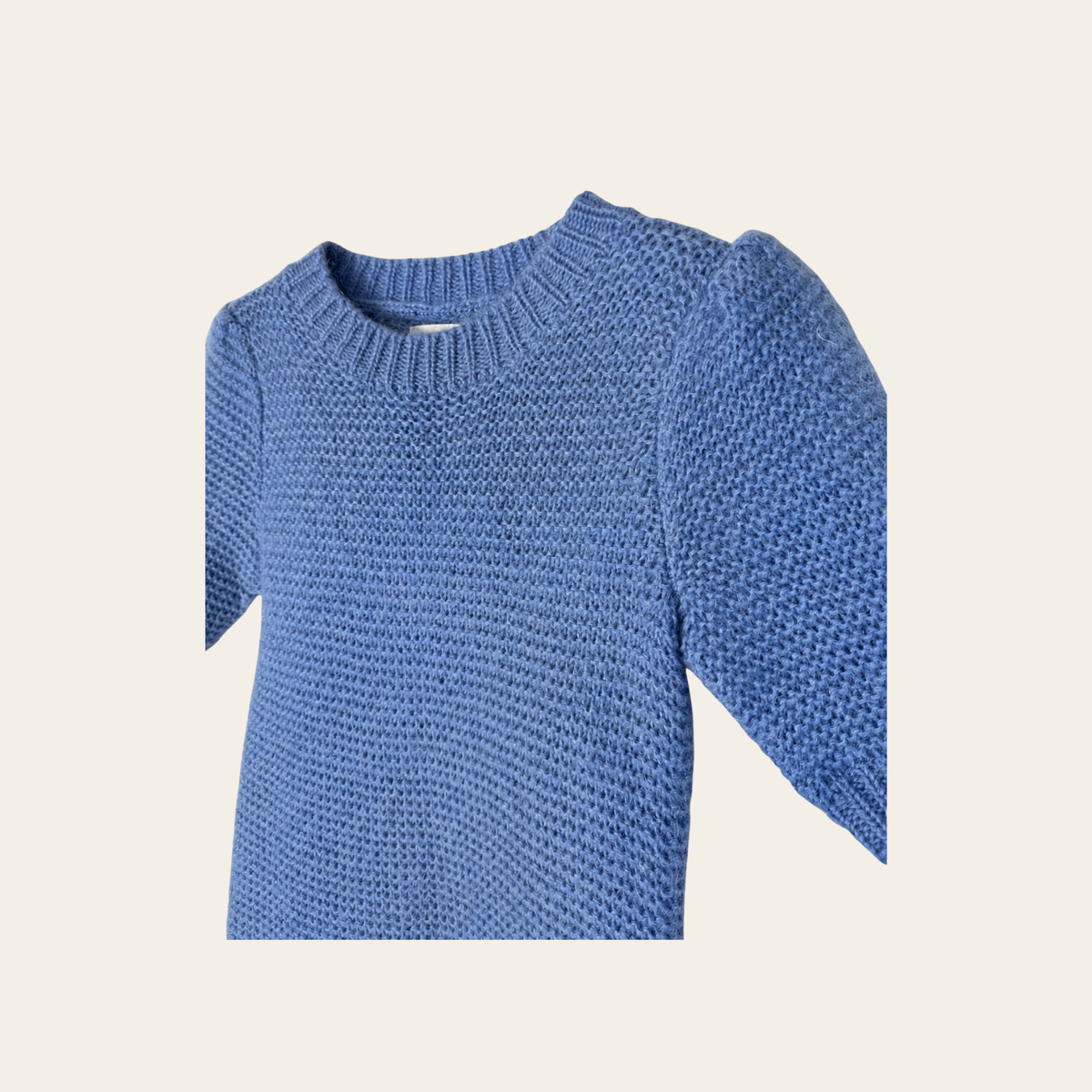 ANINE BING – Pull en kid mohair & laine mérinos à manches courtes – Bleu pervenche – Taille S