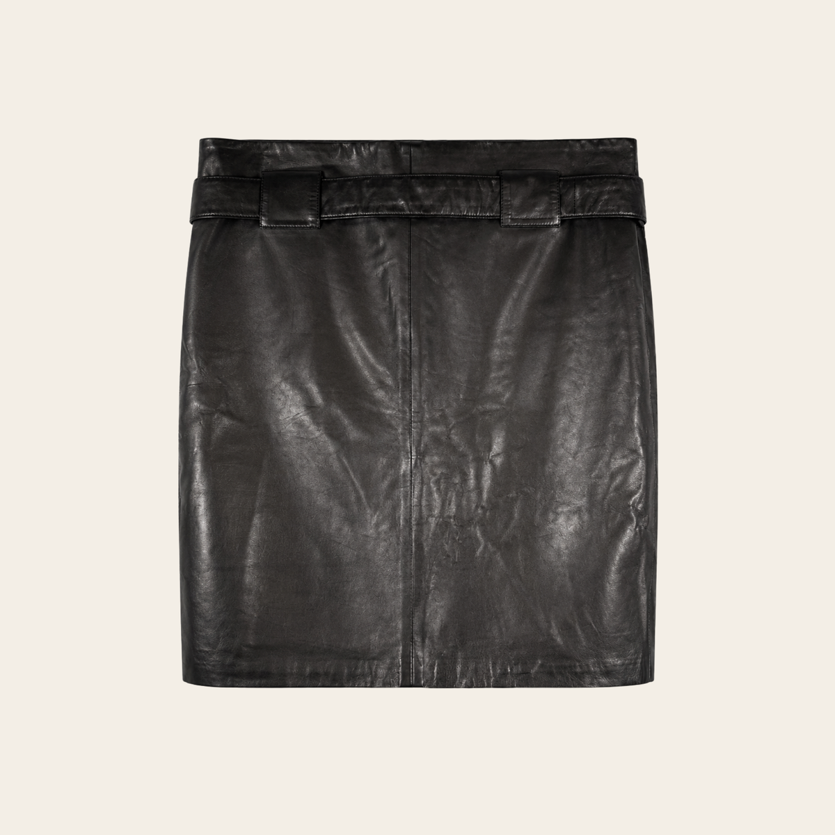 ANINE BING – Jupe portefeuille en cuir avec ceinture à nouer – Noir – Taille XS