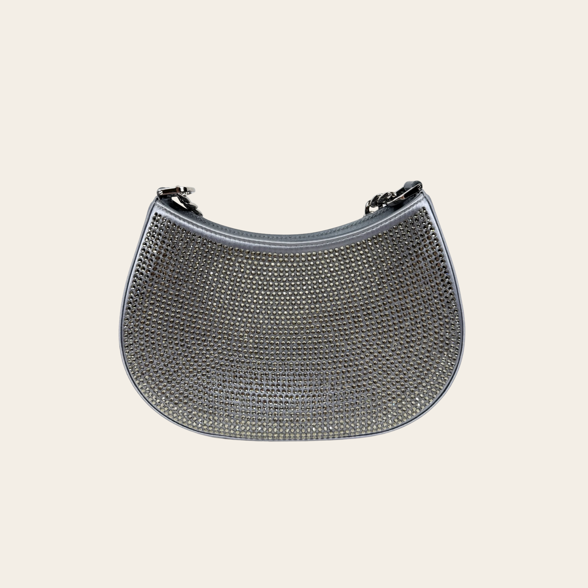 LANVIN – Sac Hobo Nano à cristaux avec chaîne – Argent
