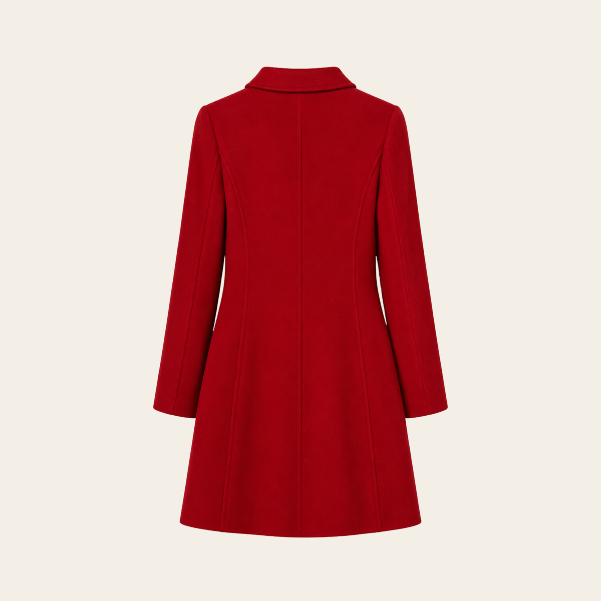 AKRIS – Manteau long structuré à col arrondi – Rouge – Taille US 6 / FR 38 (S/M)