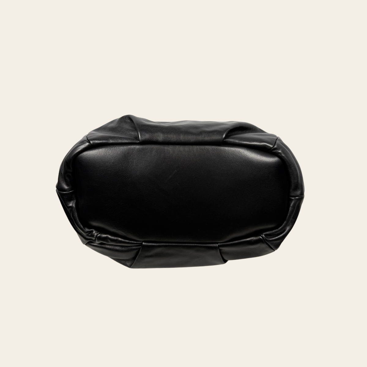PRADA – Large Soft Calf Hobo BR4268 en cuir de veau – Noir & doré – Grand modèle