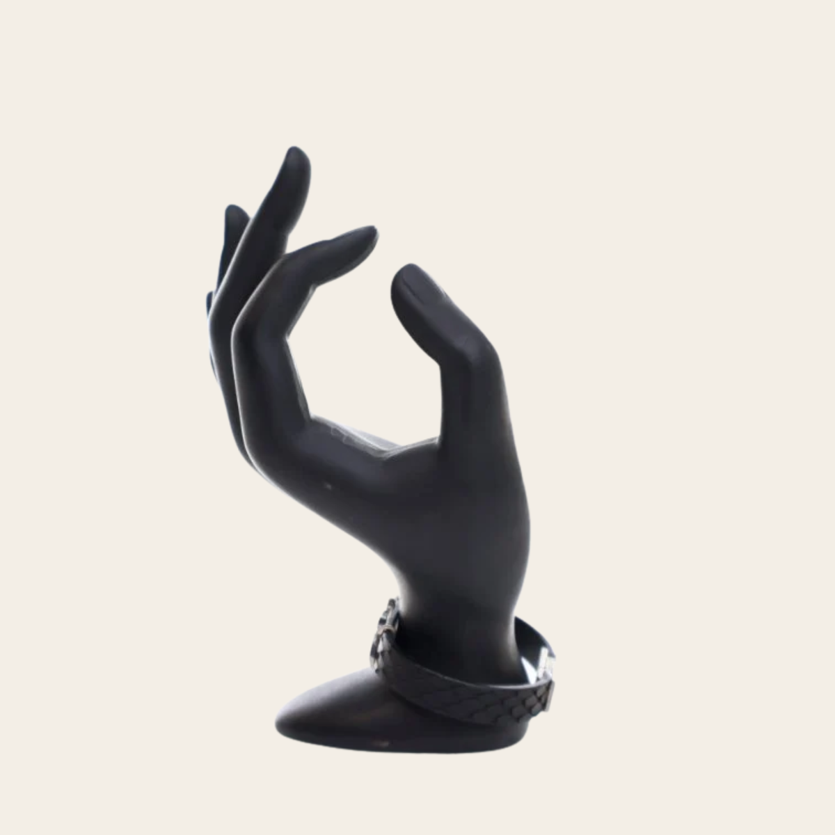 SAINT LAURENT — Bracelet en python noir à Cassandre argentée, 7 po