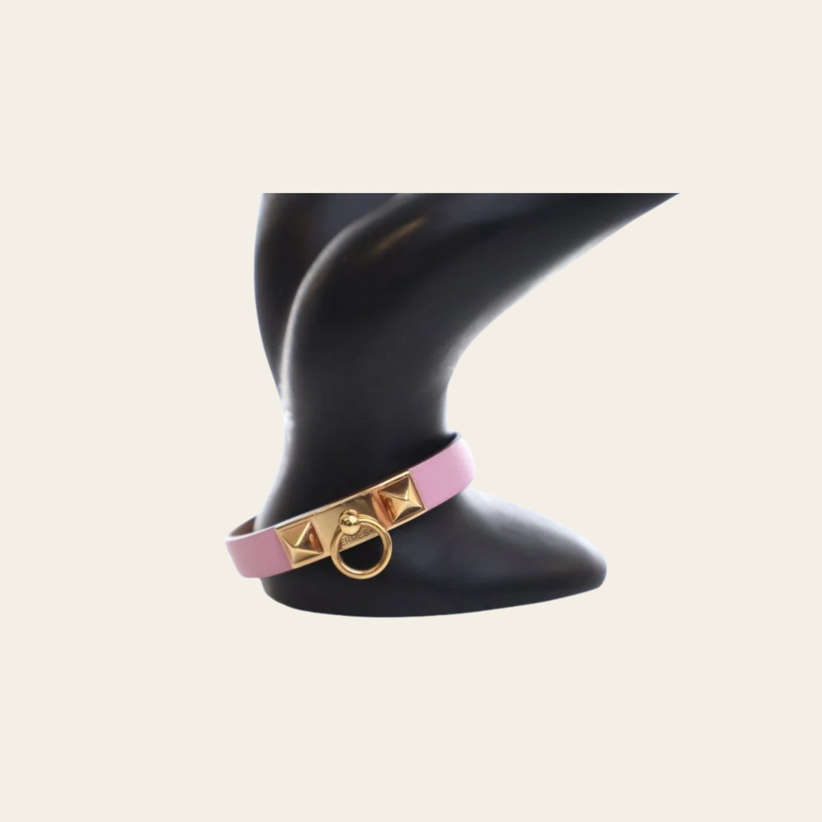 HERMÈS — Bracelet Mini Rivale en veau Swift Mauve Sylvestre, Taille T2