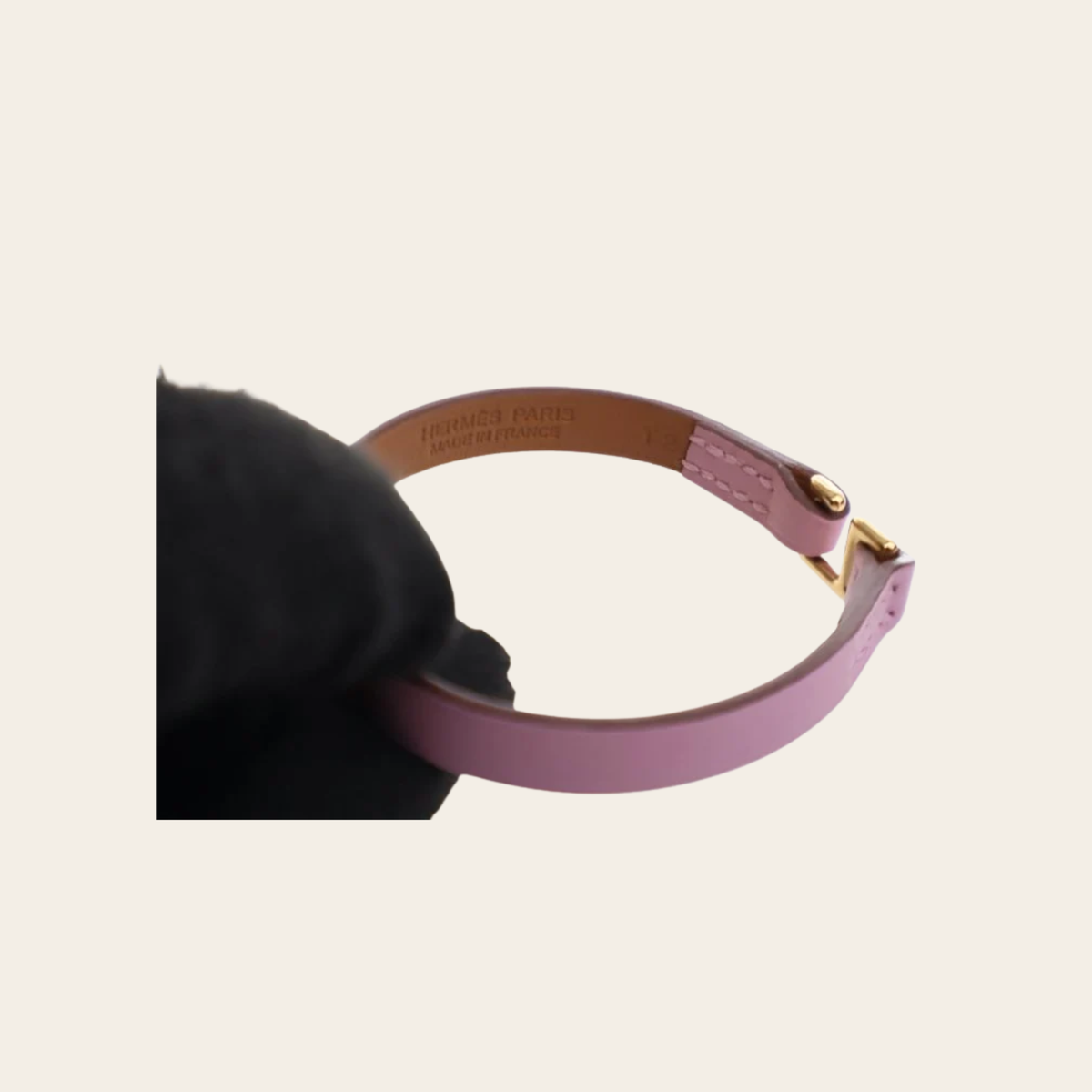 HERMÈS — Bracelet Mini Rivale en veau Swift Mauve Sylvestre, Taille T2