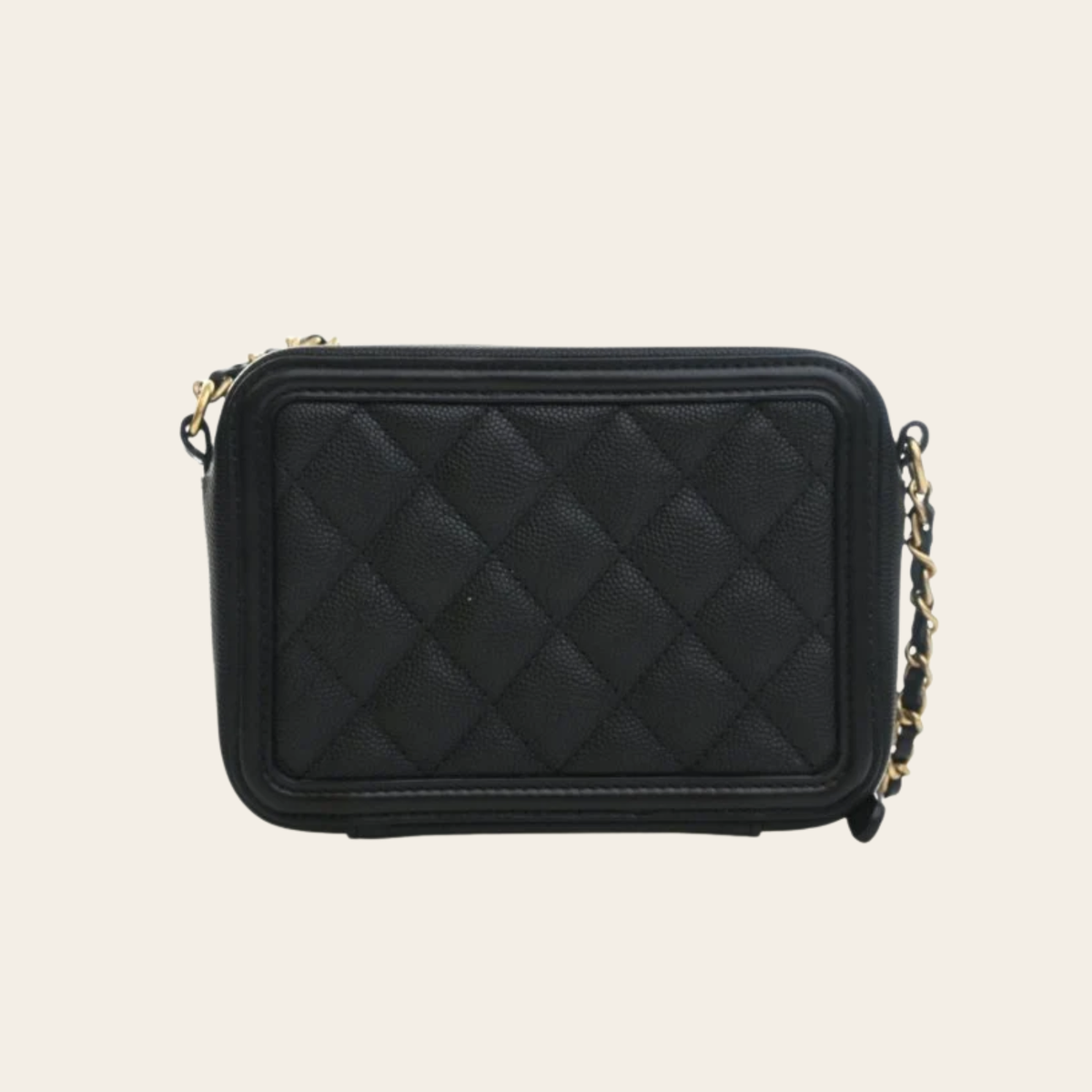 CHANEL — Mini sac bandoulière Filigree en cuir caviar noir