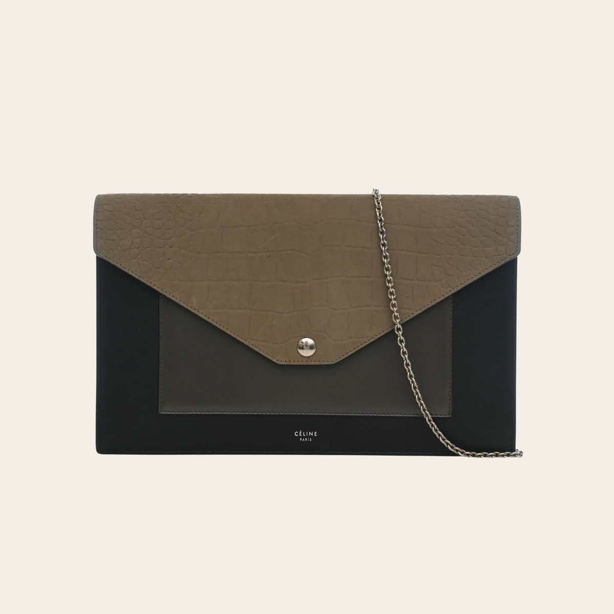 CELINE — Grand portefeuille Pocket Envelope sur chaîne en cuir multicolore