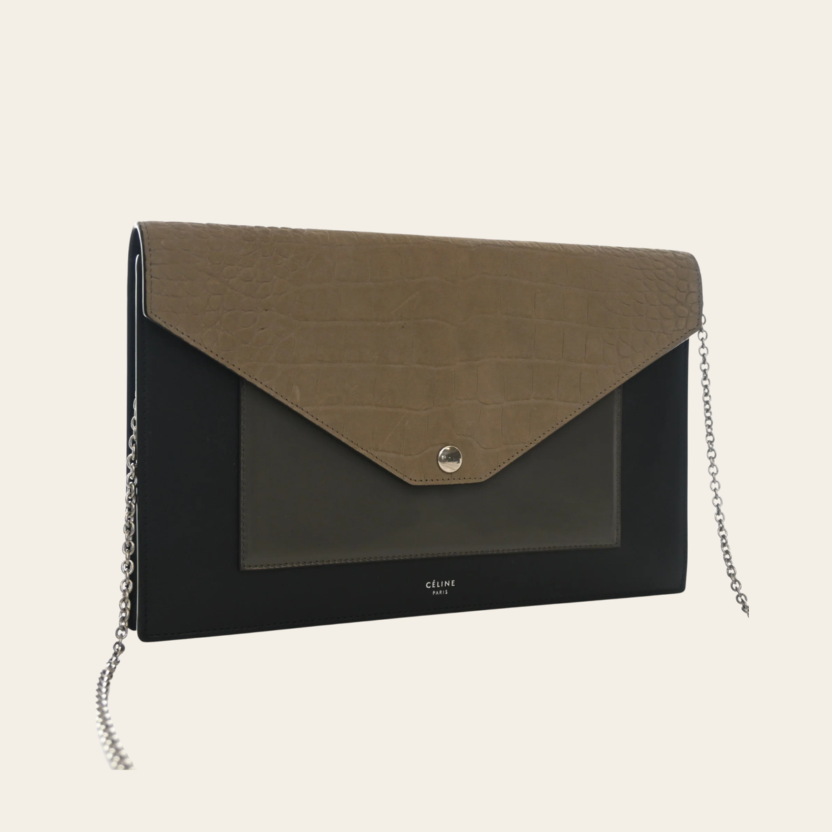CELINE — Grand portefeuille Pocket Envelope sur chaîne en cuir multicolore