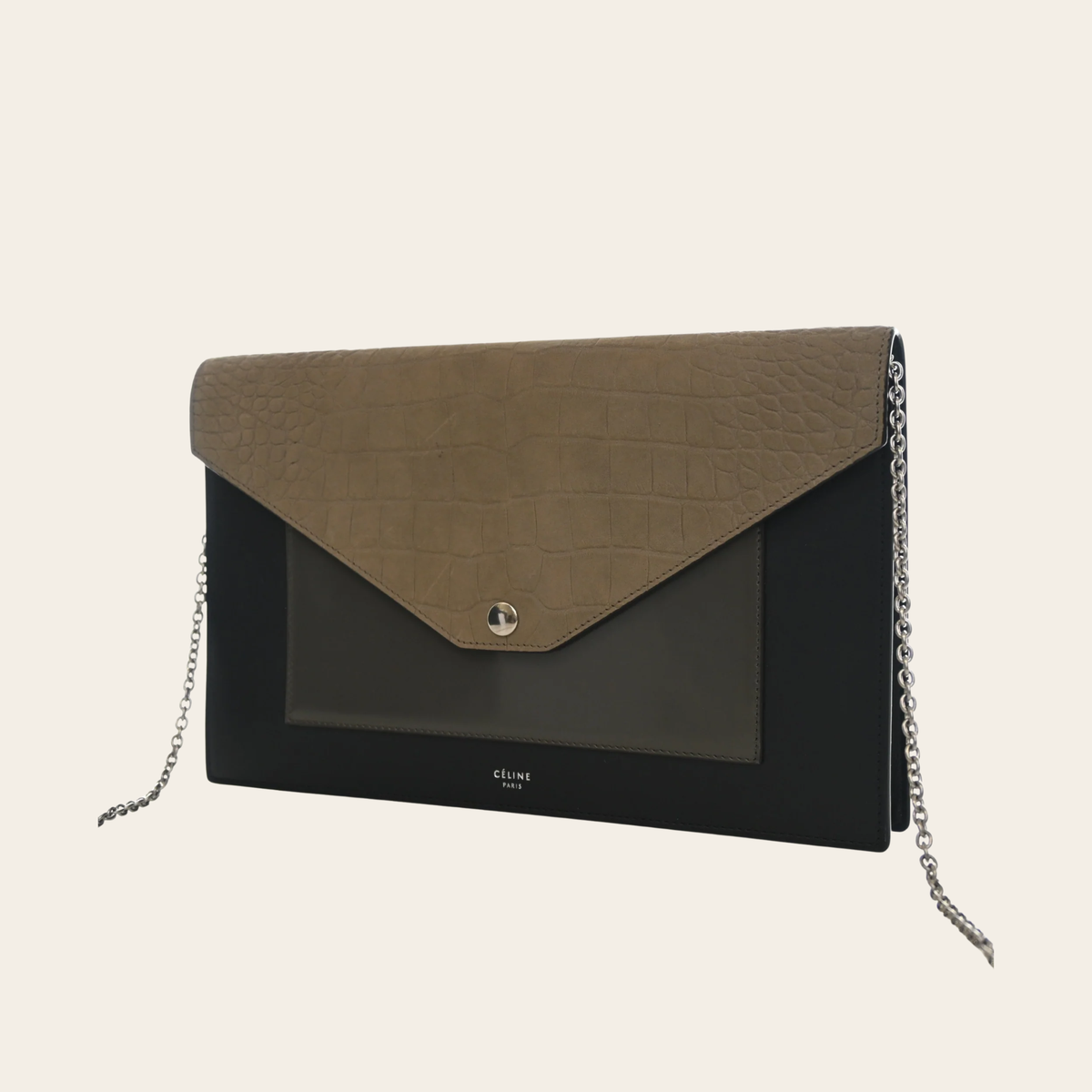 CELINE — Grand portefeuille Pocket Envelope sur chaîne en cuir multicolore