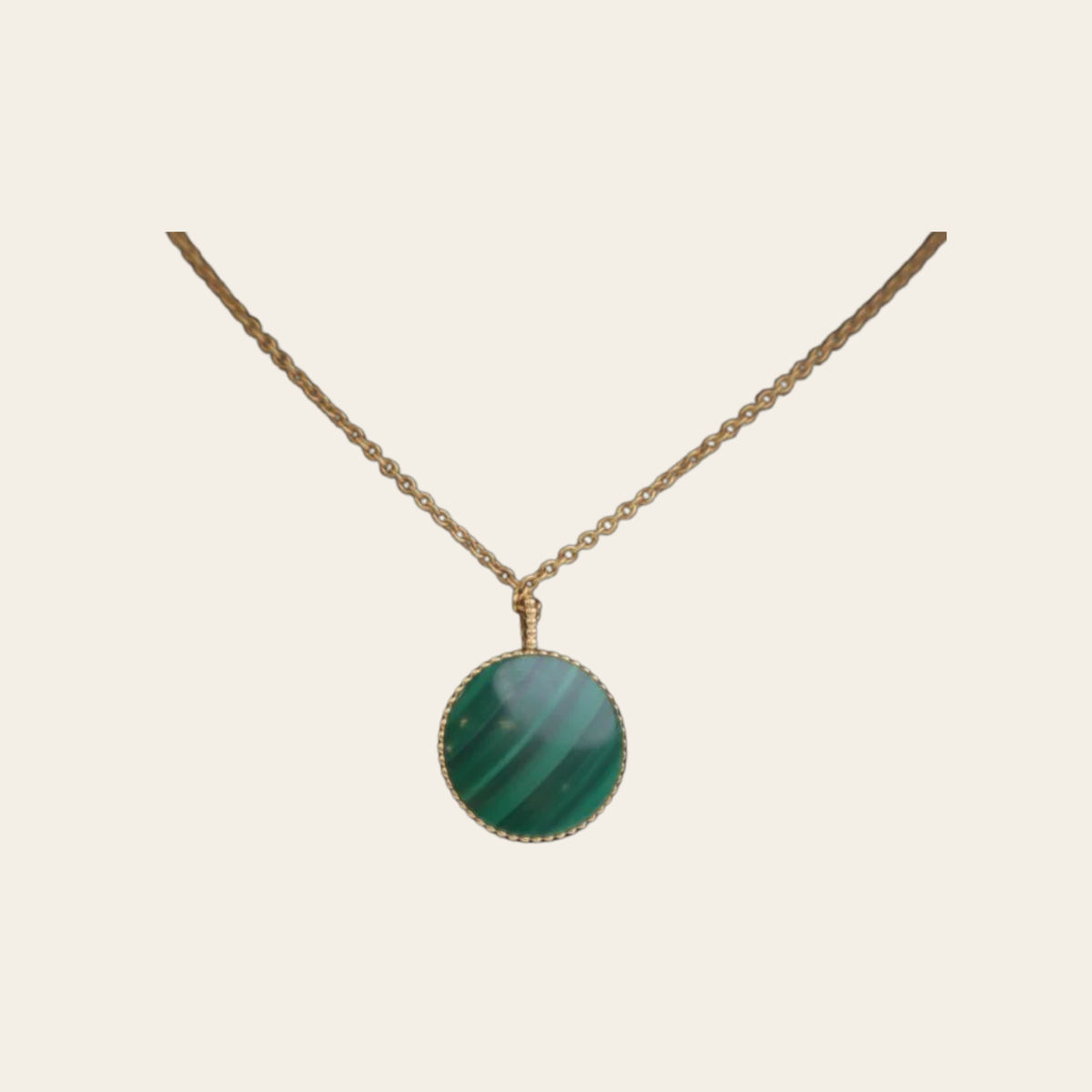 CHRISTIAN DIOR — Collier médaillon Medium Rose des Vents en or jaune, malachite et diamant