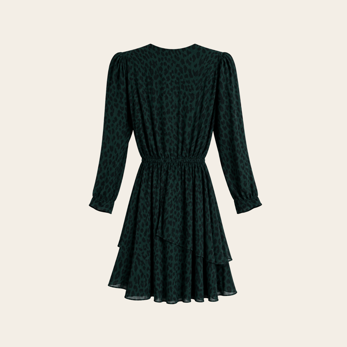 ZADIG & VOLTAIRE — Robe Rogers Soft Leo Peaks vert foncé à imprimé léopard, Taille XS