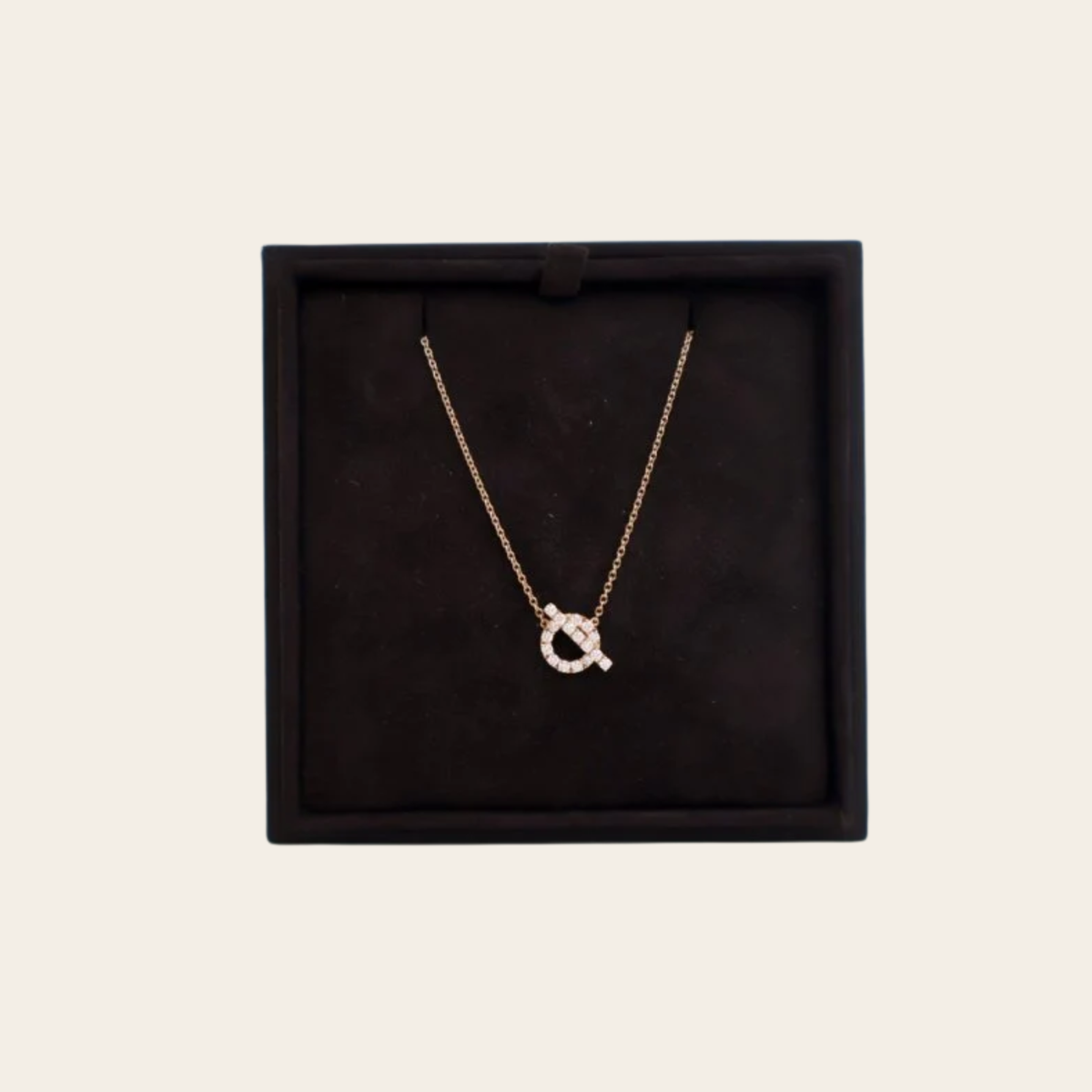 HERMÈS — Collier pendentif Finesse en or rose et diamants