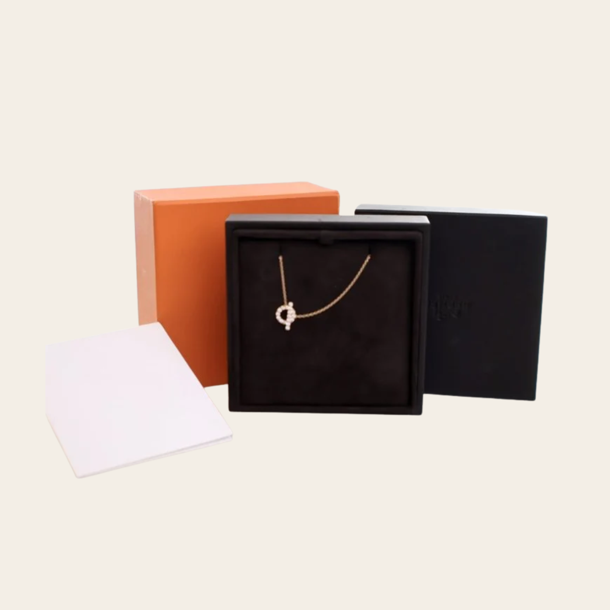 HERMÈS — Collier pendentif Finesse en or rose et diamants