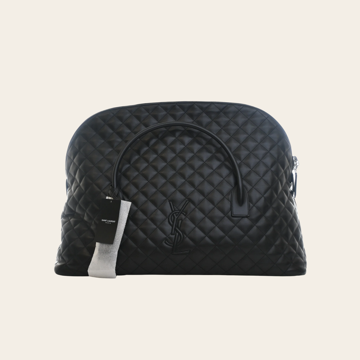 SAINT LAURENT — Sac de voyage ES Giant en cuir de veau matelassé noir
