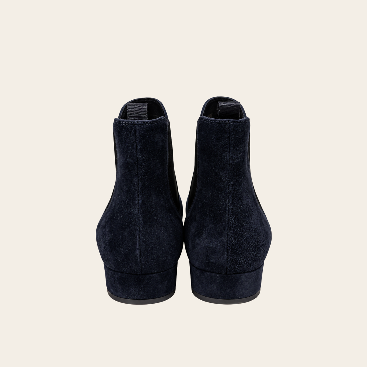 PRADA — Bottines Chelsea en suède bleu marine à bout carré, Taille 39