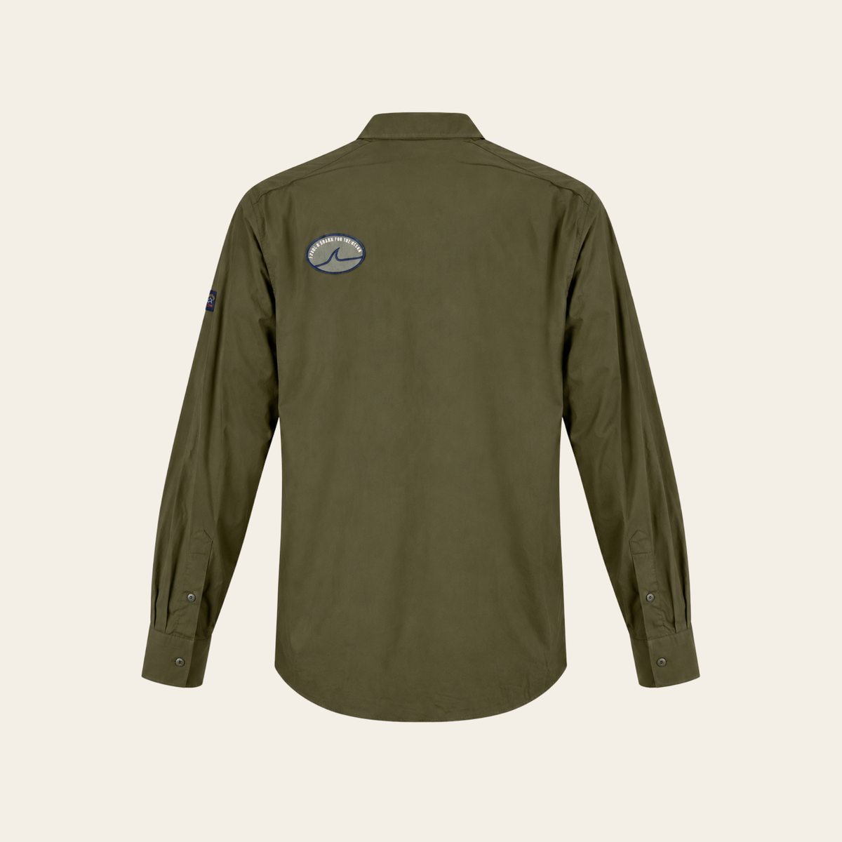 PAUL & SHARK YACHTING — Chemise militaire kaki à écussons nautiques brodés, Taille L / EU 42