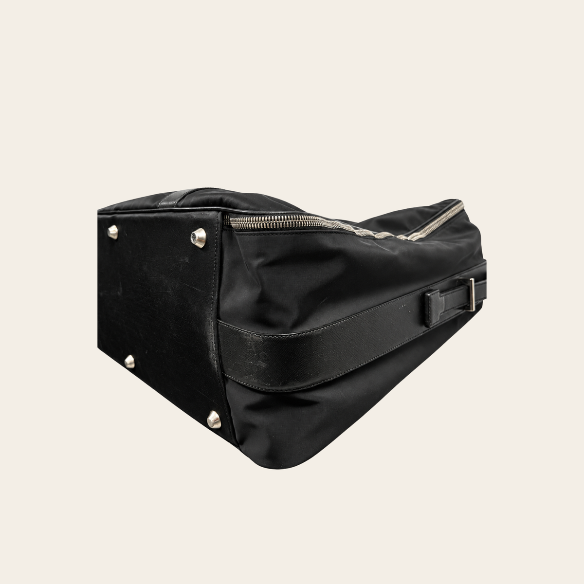PRADA — Grand porte-habits de voyage Tessuto Nylon noir à finitions en cuir