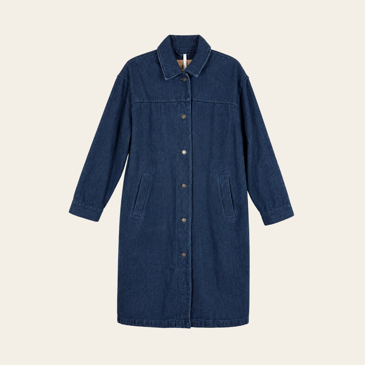 AMERICAN VINTAGE — Manteau long en denim bleu indigo, Taille XS/S