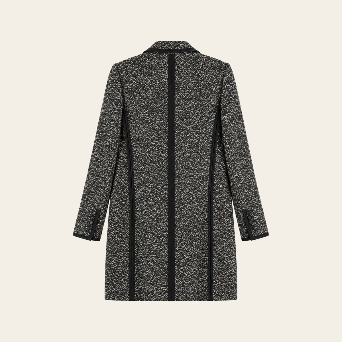 DOLCE & GABBANA — Manteau en tweed noir et blanc à double boutonnage, taille 44 IT (M)